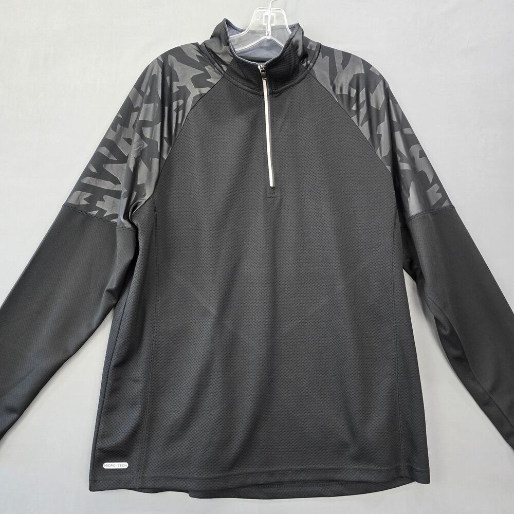 Free Country Black Jacket Sporty Long Sleeve 1/4 Zip Pullover Micro-Tech Men's L